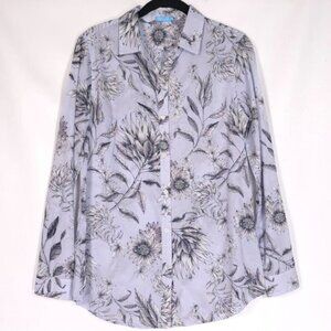 J.McLaughlin Lois Blouse Button‎ Shirt Floral in Powdered Blue MARGAUX SMALL